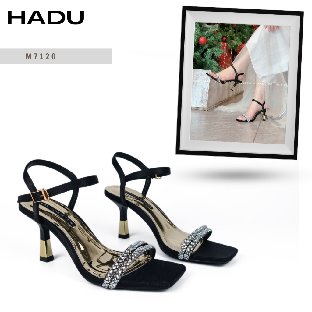 Giày Sandal 7P Quai Đôi Đính Đá HADU M7120 Hàng Cao Cấp, Bảo Hành 24T