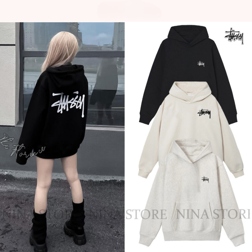 Áo Hoodie Stussy Nỉ Bông Unisex Localbrand Dáng Rộng Tay Phồng Mũ To 2 Lớp Cực Chất | BigBuy360 - bigbuy360.vn