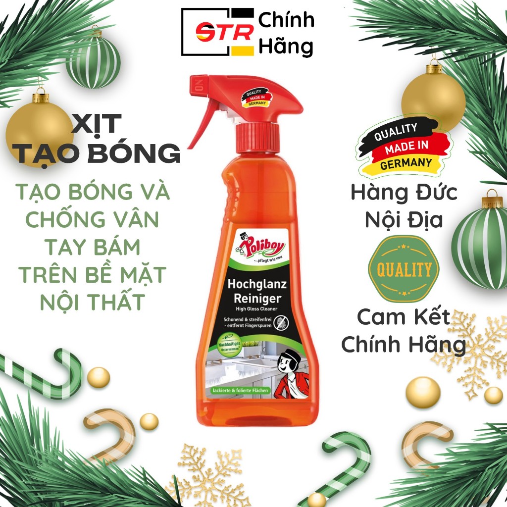 Xịt Đánh Bóng Tủ Bếp POLIBOY Làm Bóng Bề Mặt Nhựa, Tủ Lạnh, Chống Bám Vân Tay 375ml