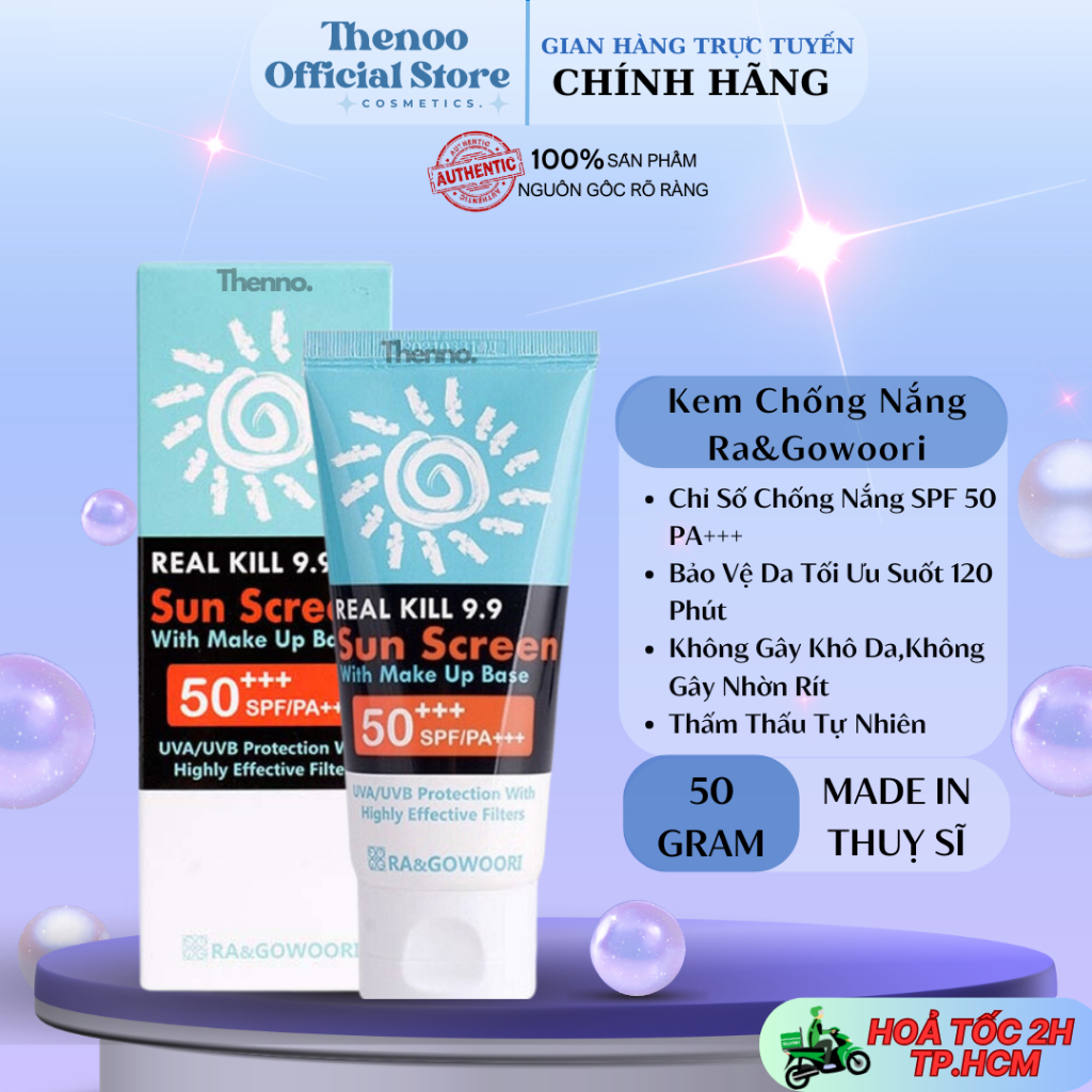 Kem Chống Nắng Ra&Gowoori Real Kill 9.9 Sun Screen With Make Up Base SPF50+/PA+++ 80ml Hàn Quốc