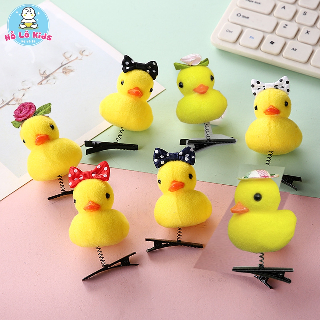Kẹp tóc Vịt vàng đeo nơ, đội mũ, bông hoa cho bé gái dễ thương thời trang Hồ Lô Kids