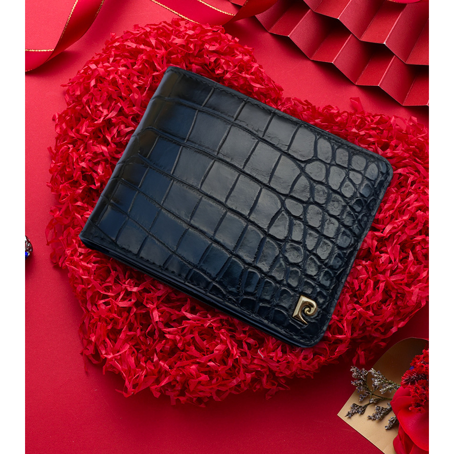 Ví Nam Da Thật Cao Cấp Có Ngăn Khóa Hàng Hiệu Pierre Cardin, Bóp Nam Cao Cấp Hộp Gỗ Làm Quà Tặng