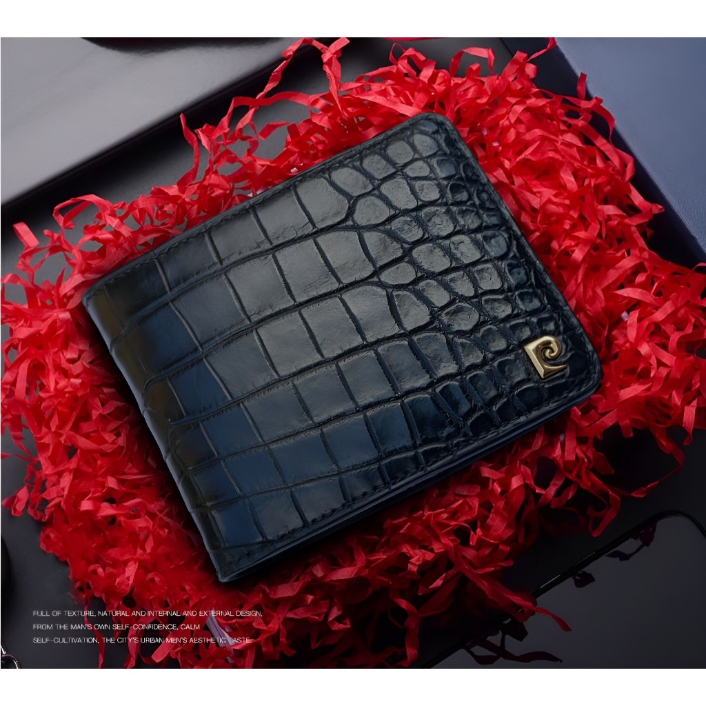 Ví Nam Da Thật Cao Cấp Có Ngăn Khóa Hàng Hiệu Pierre Cardin, Bóp Nam Cao Cấp Hộp Gỗ Làm Quà Tặng