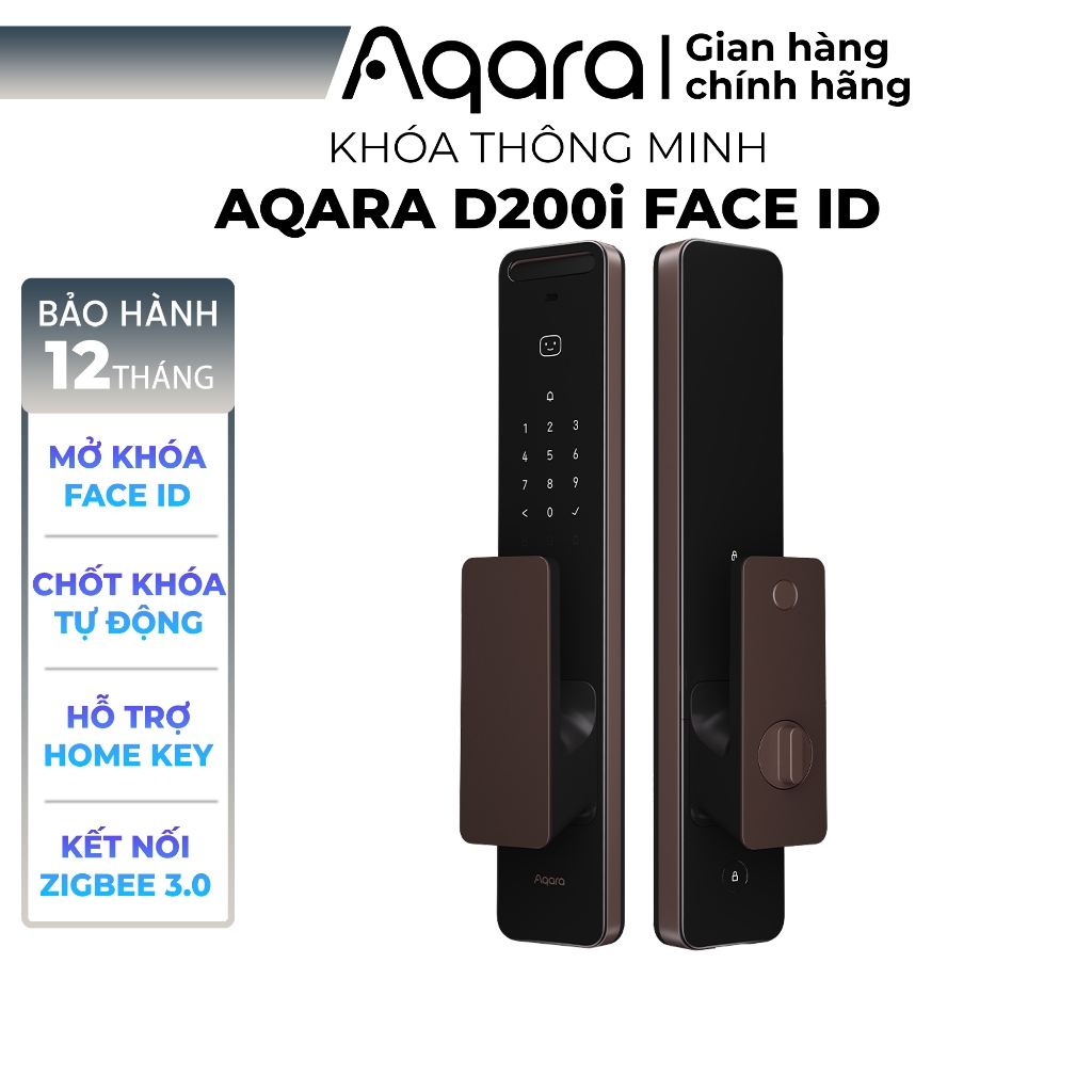 Khóa nhận diện khuôn mặt Aqara D200i Face ID - Tương thích Apple HomeKey, Chốt khóa tự động hoàn toàn, BH 12 Tháng