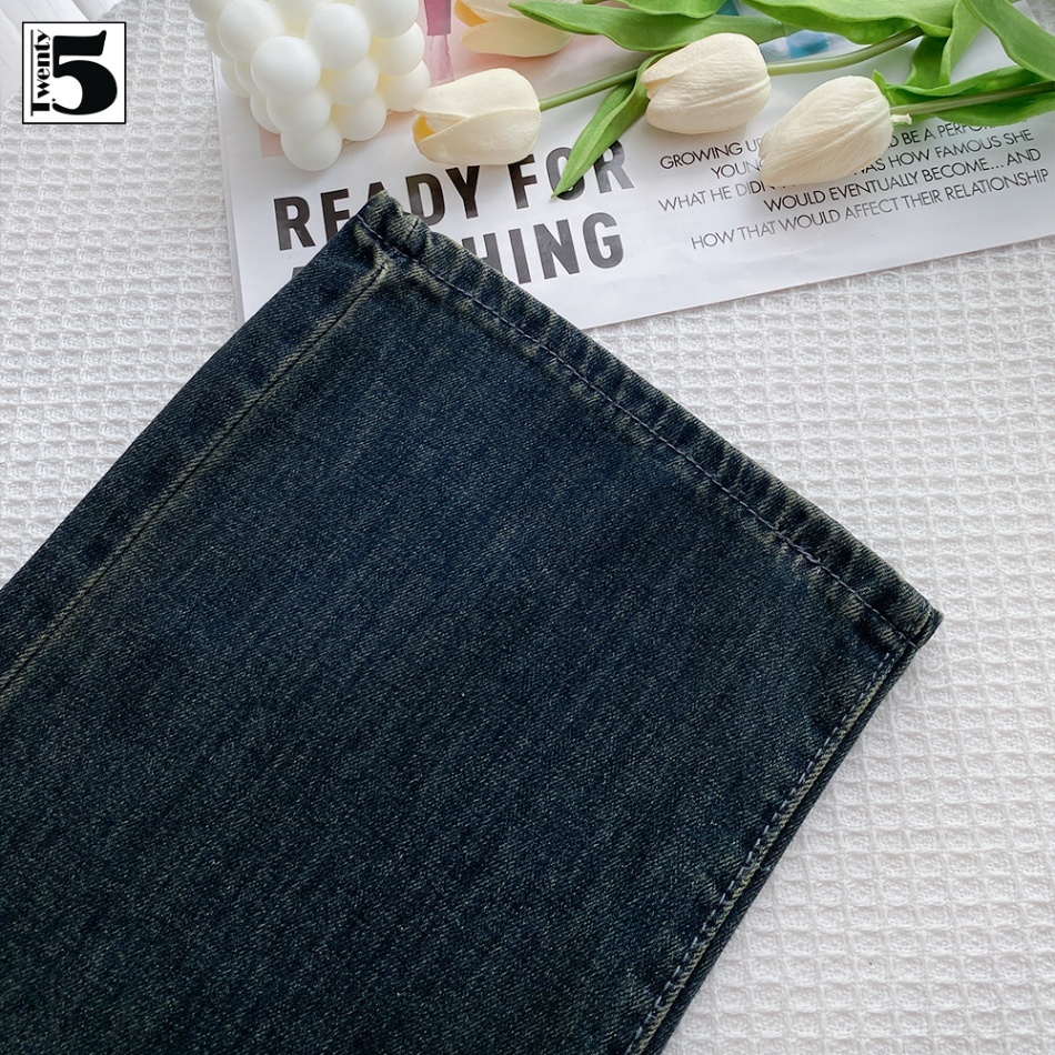 Quần jeans nữ Twentyfive dáng suông rộng cạp cao đỉa đôi 5280