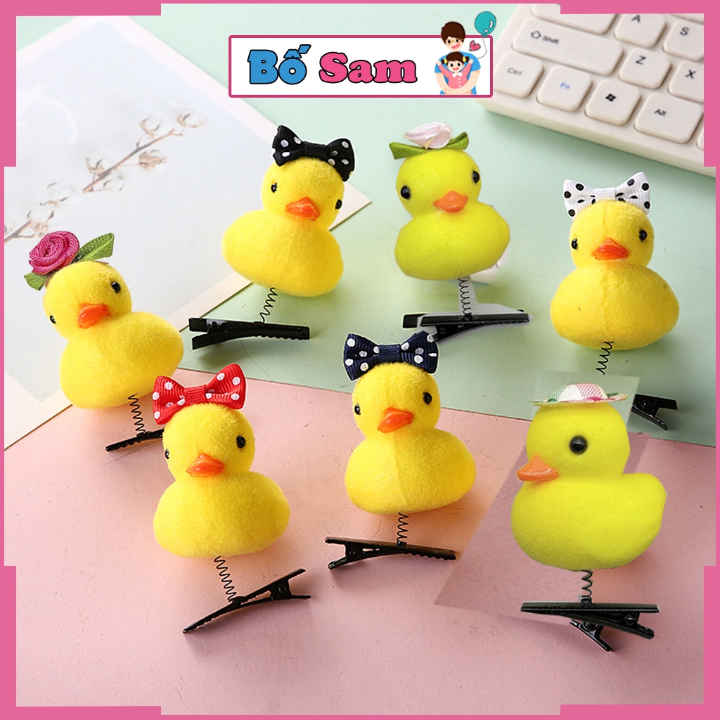 Kẹp tóc Vịt vàng đeo nơ, đội mũ, bông hoa cho bé gái dễ thương Hàn Quốc Shop Bố Sam