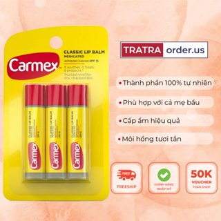 Son dưỡng môi carmex Lip Balm siêu cấp ẩm làm mềm môi, giảm nứt nẻ, chống nắng SPF15 [Đủ bill Mỹ]