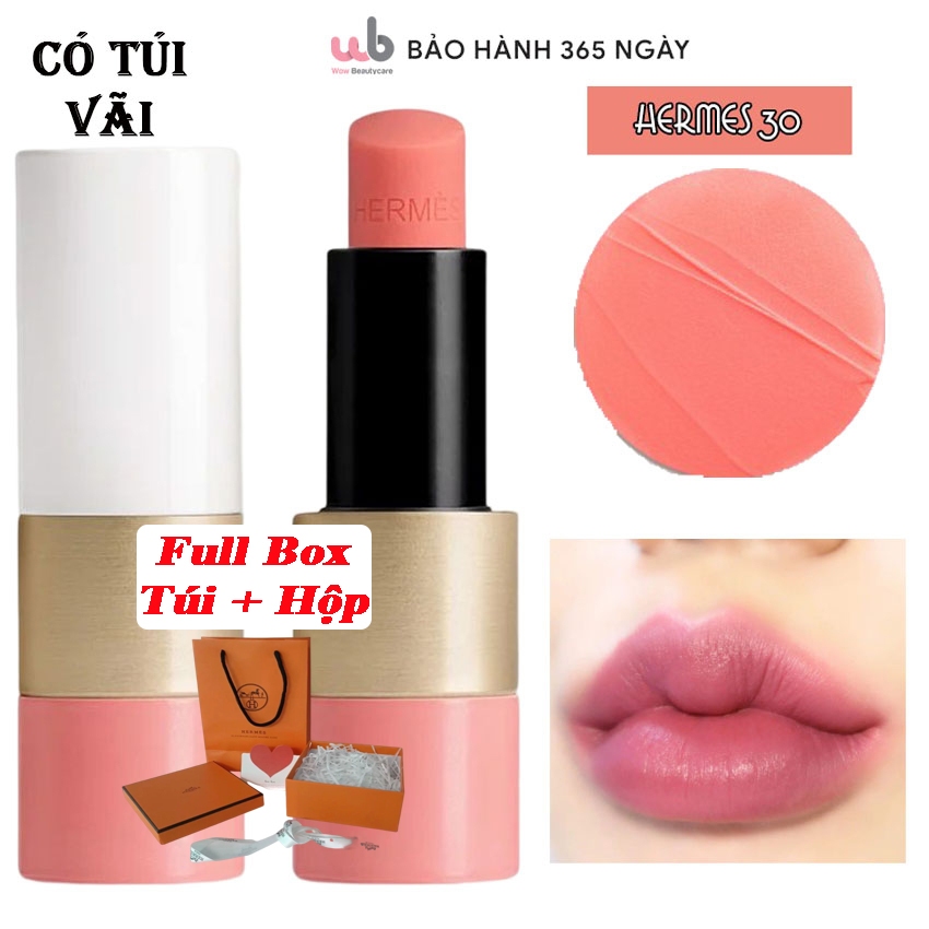 Son dưỡng Hermes 30,màu hồng đào,Full Box,có túi vãi,Rose Rosy Lip Enhancer,Son lên môi chuẩn đẹp,dưỡng ẩm sâu.