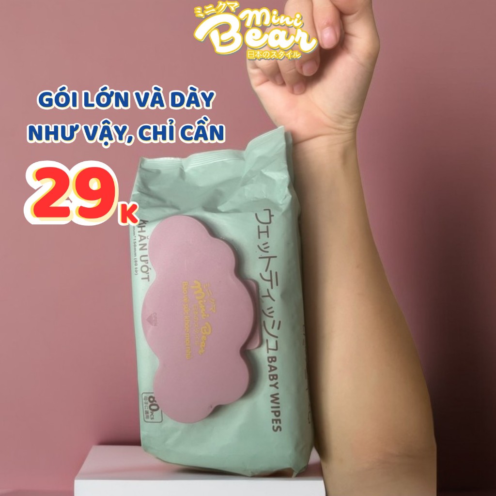 Khăn giấy ướt MiniBear cho bé, không mùi, không cồn, chuyên dùng cho mẹ và bé.