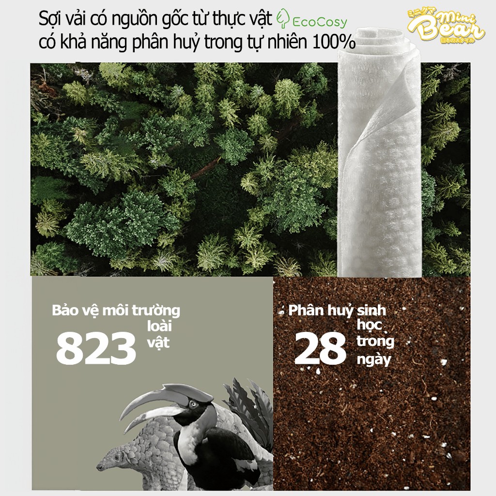 Khăn giấy ướt MiniBear cho bé, không mùi, không cồn, chuyên dùng cho mẹ và bé.