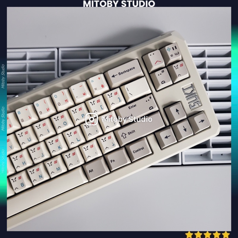 Keycap Retro English Cherry profile PBT dyesub bàn phím cơ Retro Japan Russia Emoji - Mitoby Studio