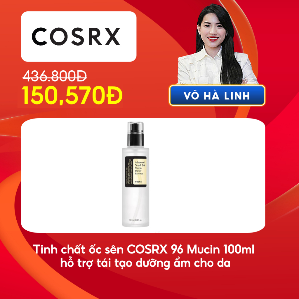 [Chỉ còn 150K sau khi áp voucher] Tinh chất ốc sên COSRX 96 Mucin 100ml hỗ trợ tái tạo dưỡng ẩm cho da