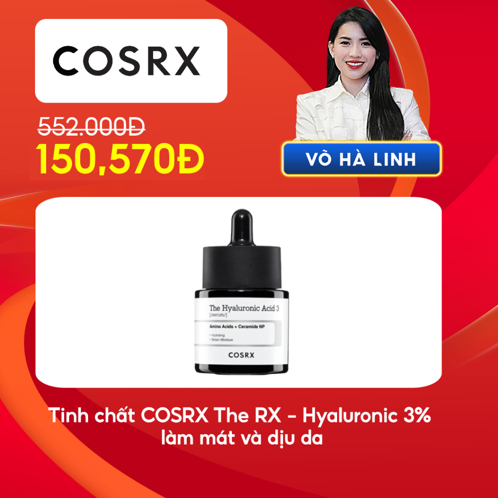 [Chỉ còn 150K sau khi áp voucher] Tinh chất COSRX The RX – Hyaluronic 3% làm mát và dịu da 20ml