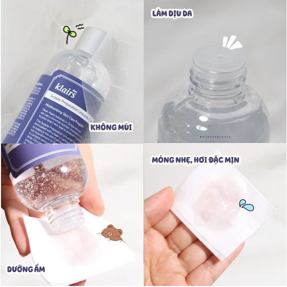 Nước Hoa Hồng Không Mùi Dear Klairs Supple Preparation Unscented Toner