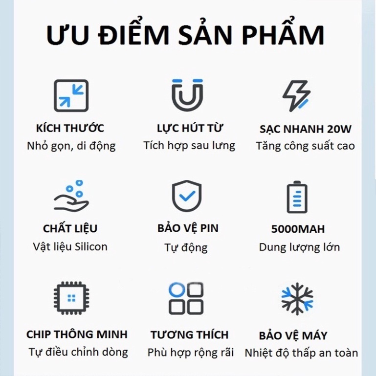 Pin Sạc Dự Phòng Không Dây TZ10 Dung Lượng 10000mAh Tích Hợp Sạc Từ Tính Cho Nhiều Thiết Bị Điện Thoại TECHHIGH