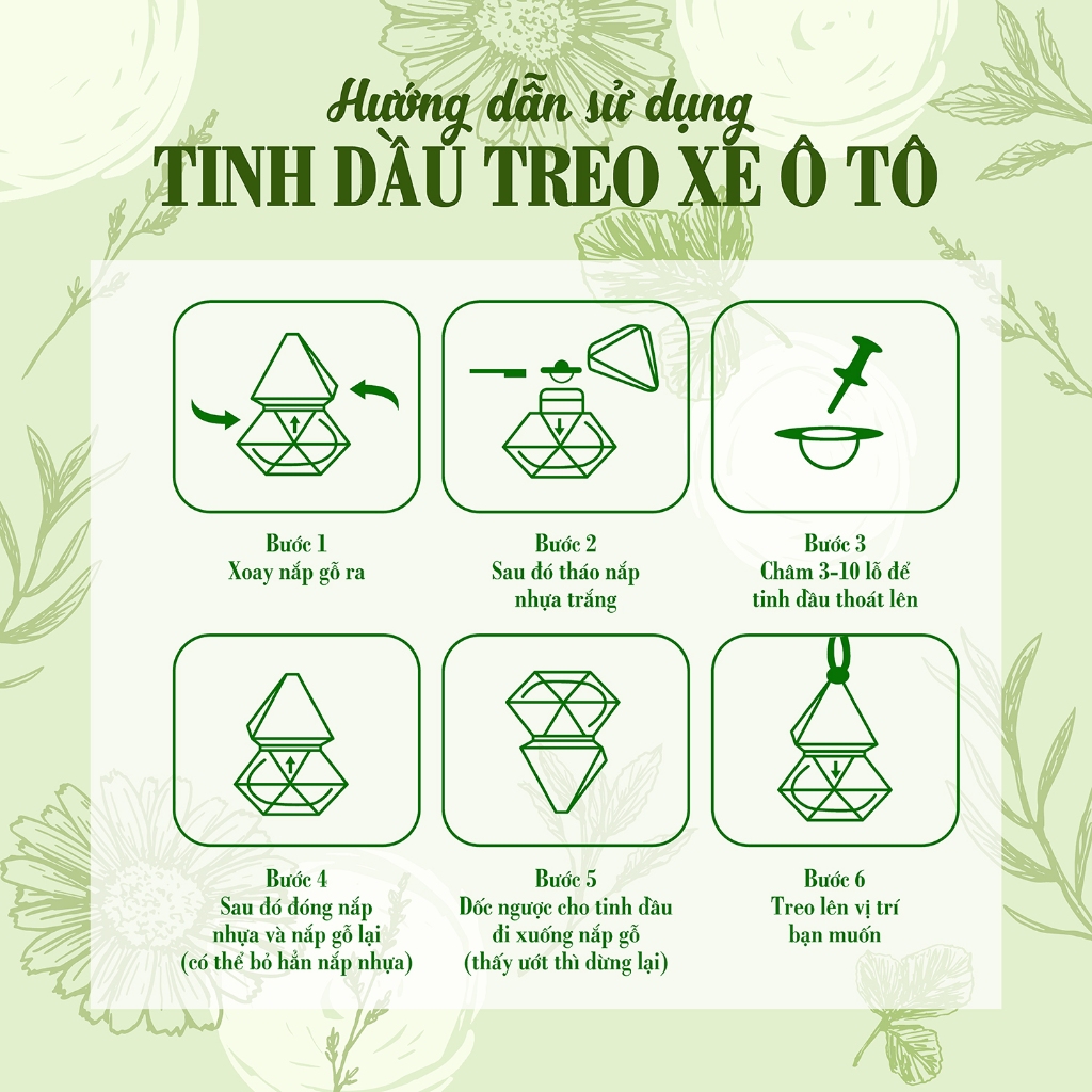 Tinh dầu treo xe, phòng, tủ quần áo nguyên chất khử mùi, thanh lọc không khí, giúp thư giãn tinh thần - avaskincare