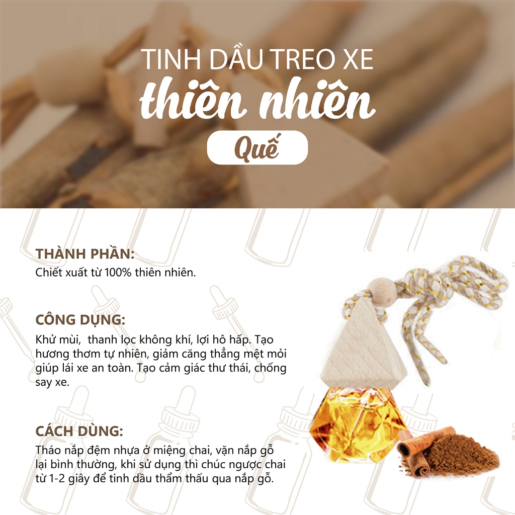 Tinh dầu treo xe, phòng, tủ quần áo nguyên chất khử mùi, thanh lọc không khí, giúp thư giãn tinh thần - avaskincare