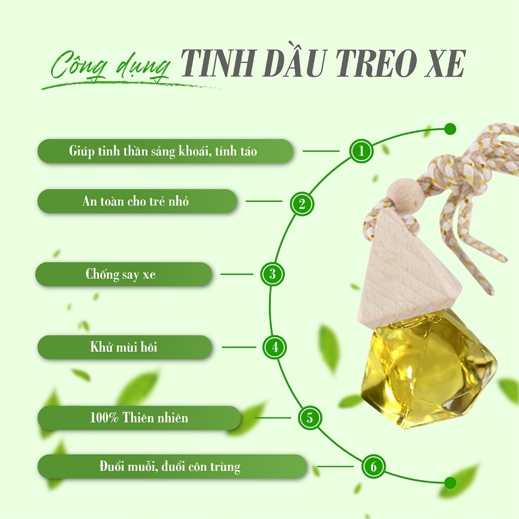 Tinh dầu treo xe, phòng, tủ quần áo nguyên chất khử mùi, thanh lọc không khí, giúp thư giãn tinh thần - avaskincare