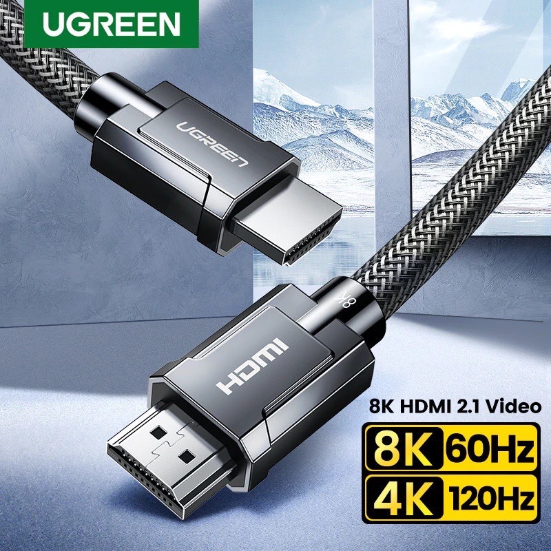 Cáp HDMI 2.1 Ugreen dài 1M, 2M độ phân giải 8K@60Hz, 4K@120Hz cao cấp