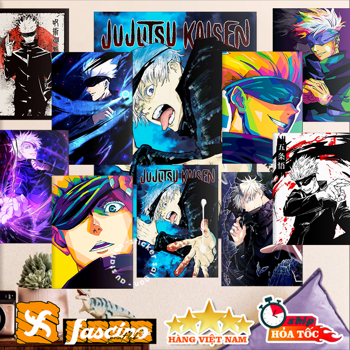 Sticker Hình dán Saturo Gojo - Jujutsu kaisen  - Hàng VN, chất liệu decal nhựa pvc, không thấm nước, dán xe, nón, laptop