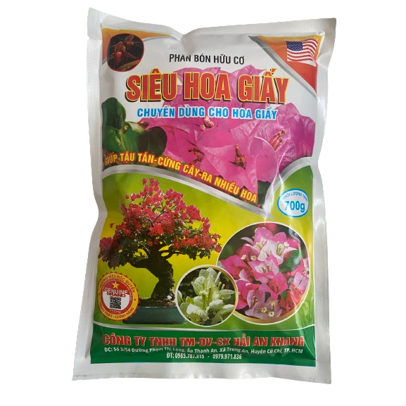 Phân bón hữu cơ Siêu hoa giấy kích ra hoa, giữu hoa lâu tàn gói 700g