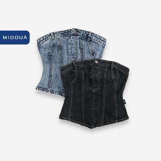 Denim04 Corset denim dây kéo khoá sau