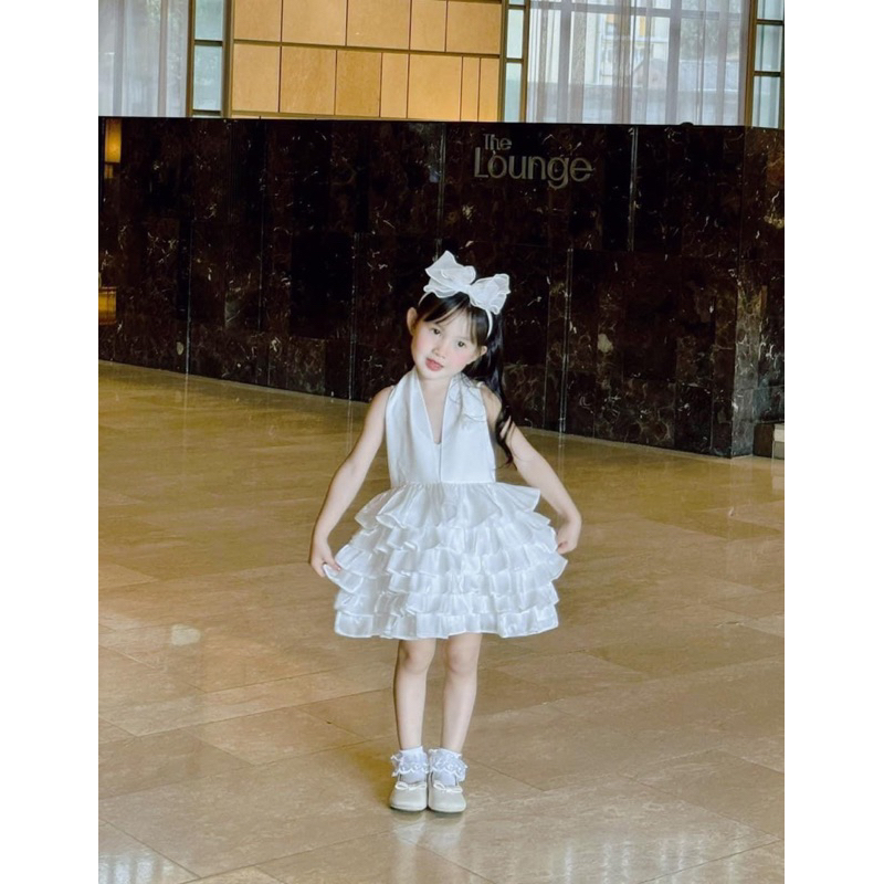 Váy tơ tầng cuốn hút 2 màu bé gái