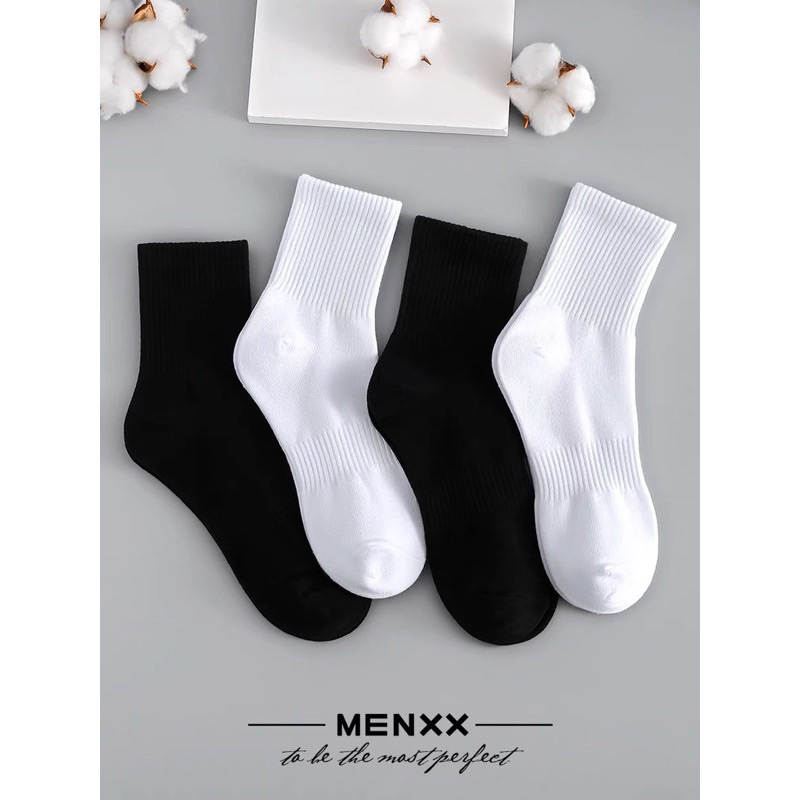 Tất Trơn Cổ Cao unisex phong cách Hàn có gân bàn chân