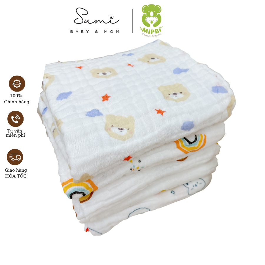 Khăn tắm xô nhăn 6 lớp Mipbi 100% cotton