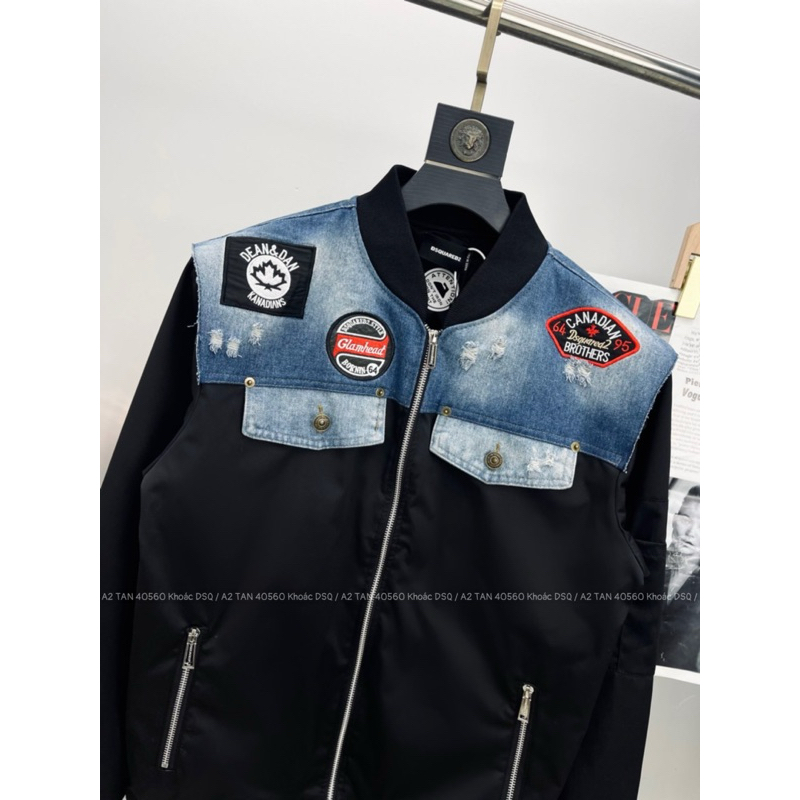 ✅New✅ Áo Khoác D.S.Q  Gió Dày Dặn Phối Vai Bò , In Thêu Tỉ Mỉ