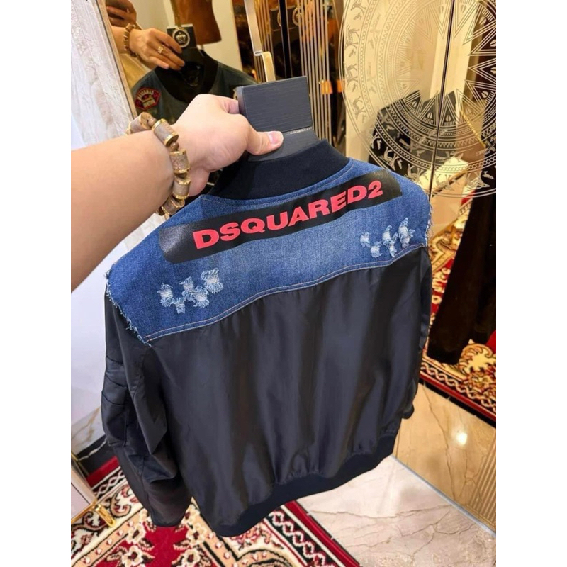 ✅New✅ Áo Khoác D.S.Q  Gió Dày Dặn Phối Vai Bò , In Thêu Tỉ Mỉ