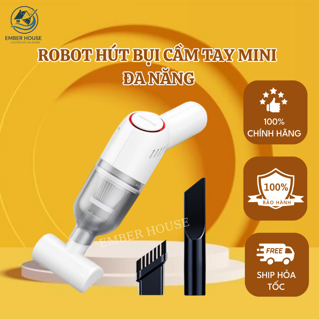Máy hút bụi cầm tay mini không dây EMBER, hút bụi ô tô, giường công suất 120w
