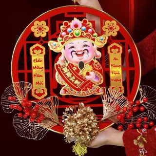 Ông Thần Tài lắc đầu treo cửa treo tường Tết Giáp Thìn 2024 Phiên Bản Tiếng Việt Hàng Cao Cấp
