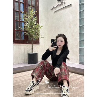 set áo tăm mix quần kẻ dạ