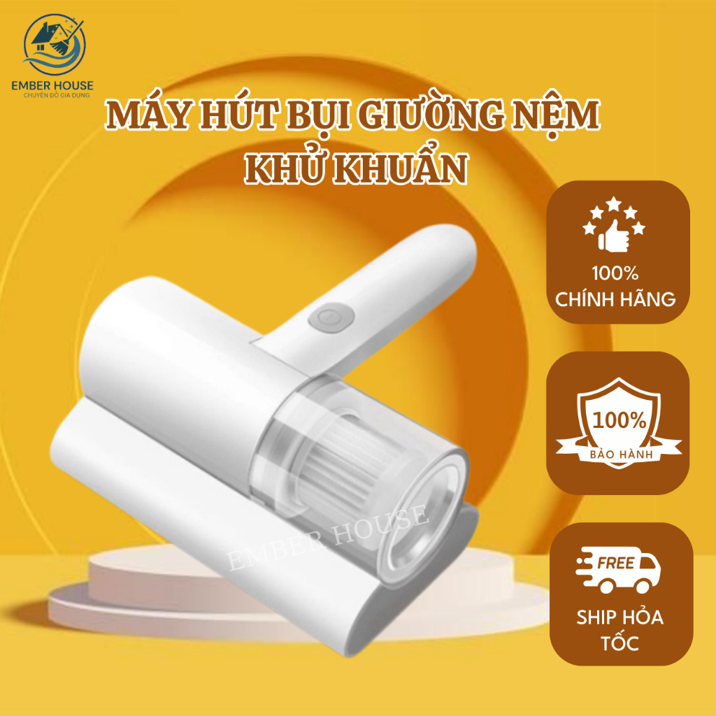 Máy Hút Bụi Giường Nệm EMBER mini không dây sạc pin có tia UV khử khuẩn, hút ẩm không khí, chăn ga, ghế sofa