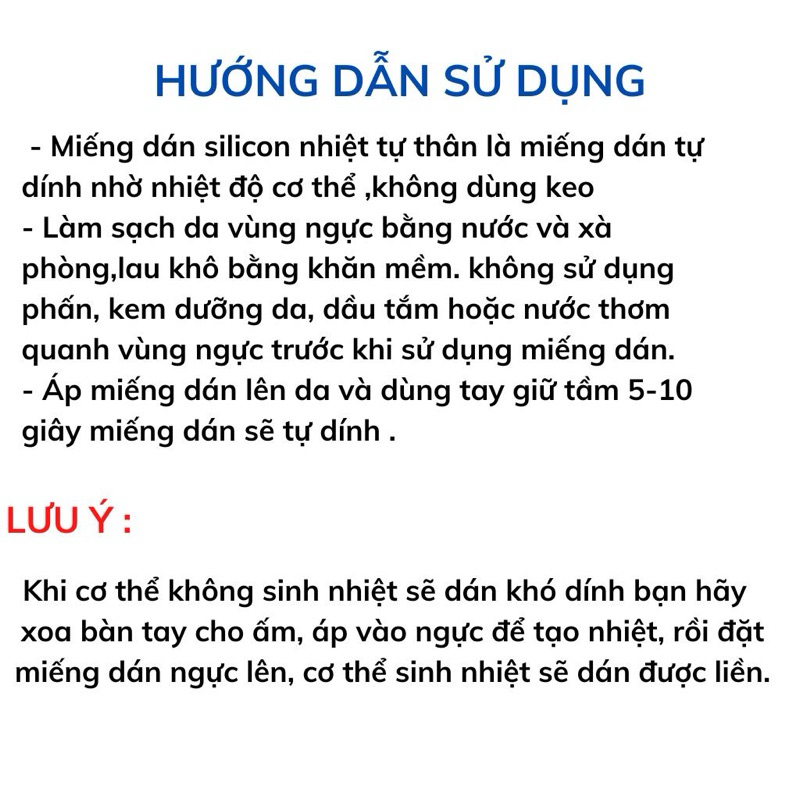 Miếng dán ngực tự thân silicon nhiệt không keo, dán ti siêu dính bảo vệ nhũ hoa idée