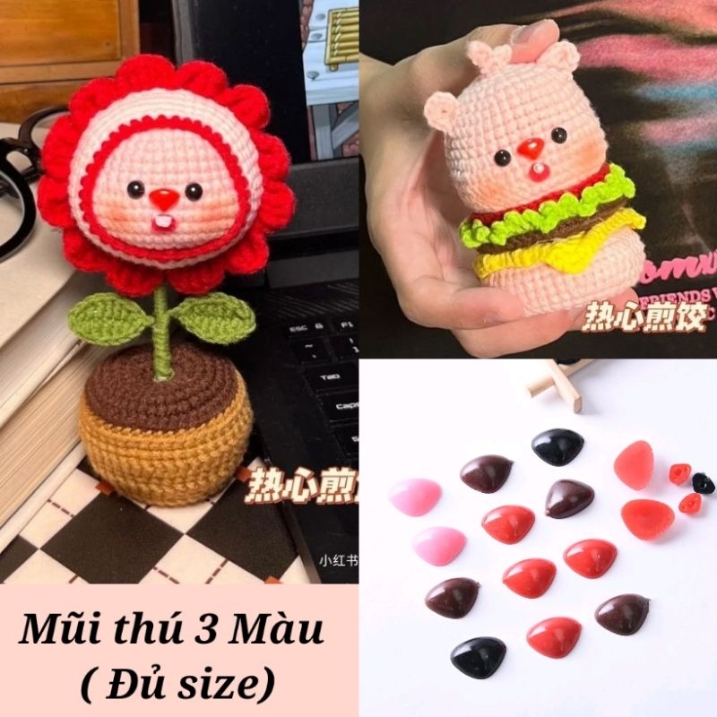 (10 Cái) Mũi Thú Dán Gấu Bông Trang Trí Đồ Handmade