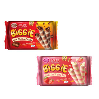 Bánh quế xốp nhân kem Oishi Biggie gói 120g