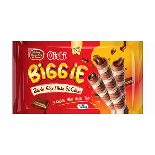 Bánh quế xốp nhân kem Oishi Biggie gói 120g