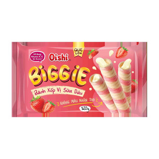 Bánh quế xốp nhân kem Oishi Biggie gói 120g