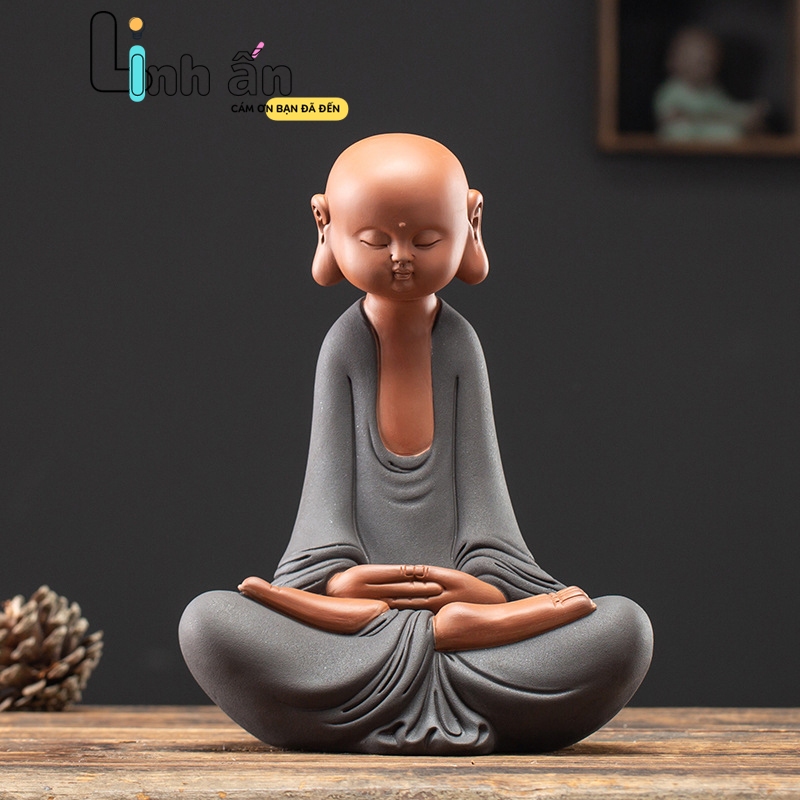 TƯỢNG CHÚ TIỂU MINI - Bộ tượng 4 chú tiểu Đội Nón Luyện Võ CAO CẤP - Chú Tiểu Trang Trí Ô Tô Để Bàn 