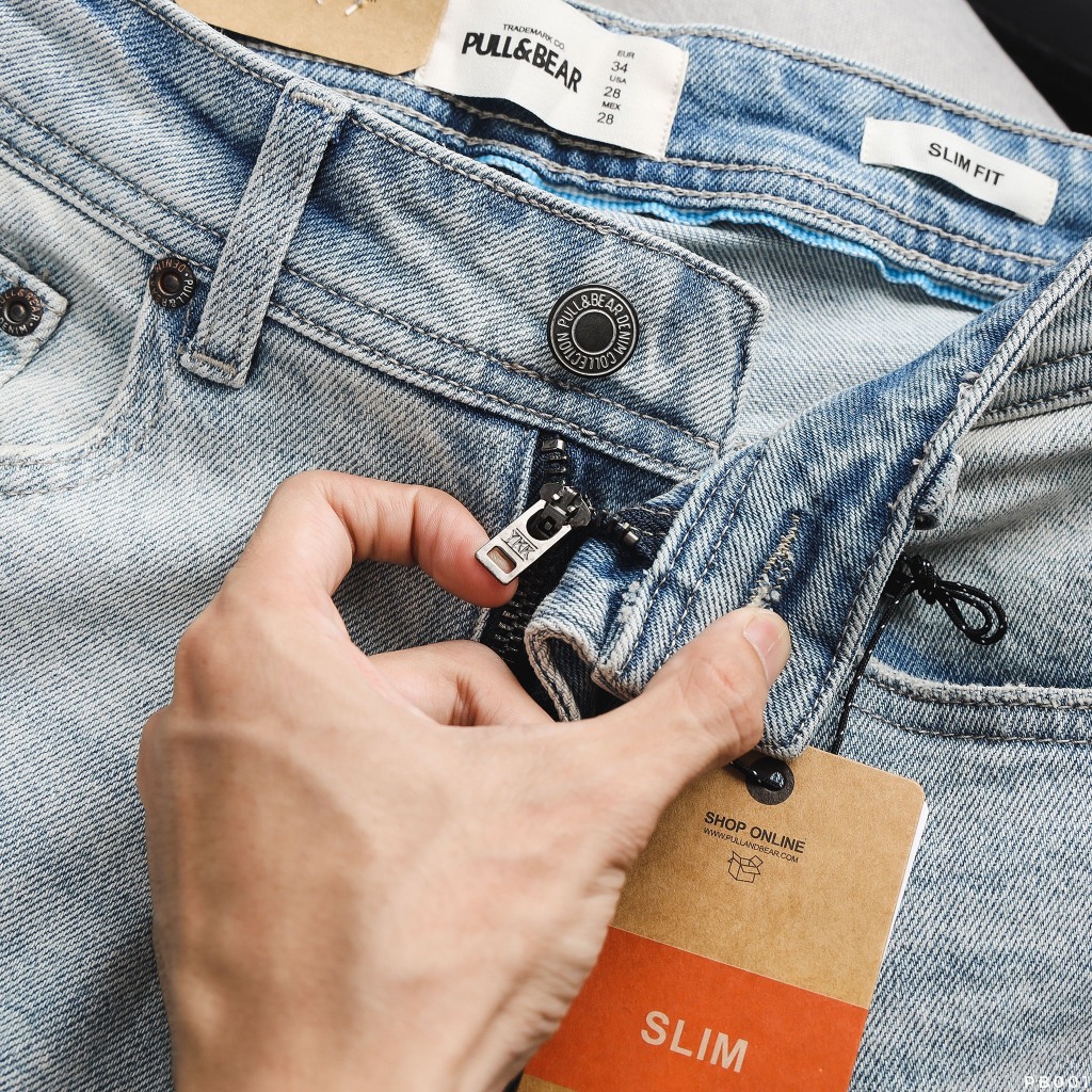 Quần Jean Dài Nam PB Xanh Rách, Form Slim-fit, chất vải co giãn nhẹ, ống 15-18cm Hàng VNXK - PB001