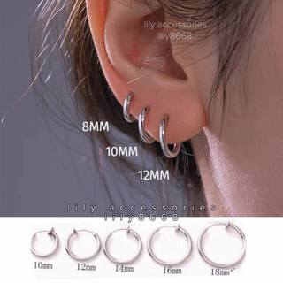 Hoop EarCuff kẹp tai titan tròn nhiều màu, nhiều size cho nam và nữ không cần xỏ lỗ không gỉ set