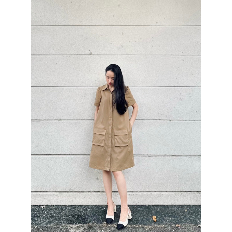 Đầm Cargo Shirt nâu