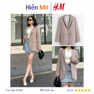 H&M Đức - Áo khoác blazer hai lớp có lót độn vai sale auth cao cấp chính hãng có sẵn form suông dài rộng oversize HM