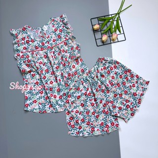 Bộ lanh mặc nhà, đồ bộ tole nữ SHOP5SAO quần đùi có túi [BIGSIZE] (50-78kg)