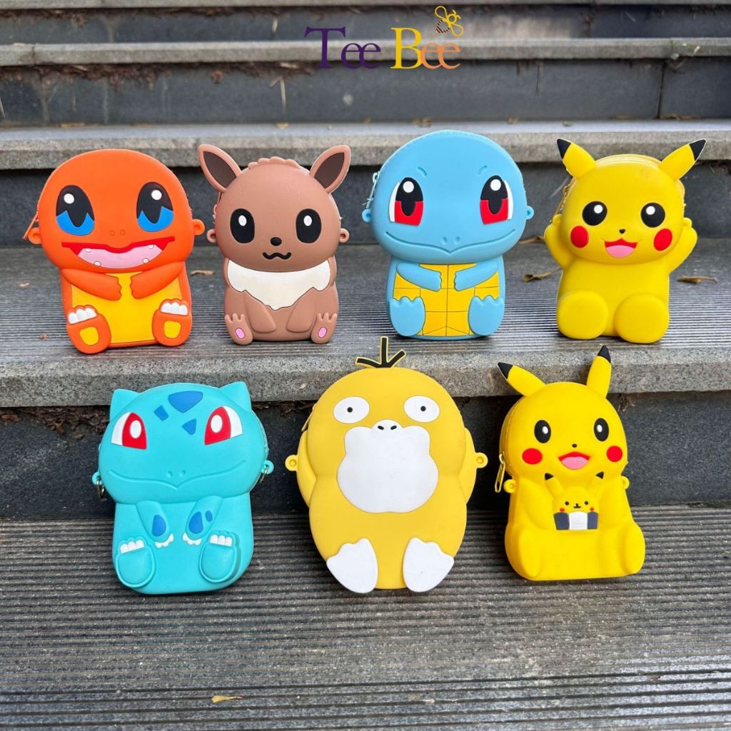 Túi Đéo Chéo Silicon Hoạt Hình Pokemon, Túi Đựng Tiền Lì Xì Cho Bé Trai Bé Gái Thời Trang