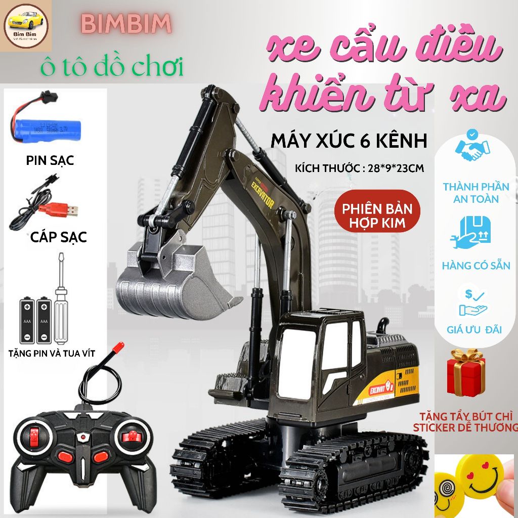 Máy Xúc điều khiển từ xa có gầu sắt - xe điều khiển từ xa - đồ chơi cho bé ô tô đồ chơi BimBim