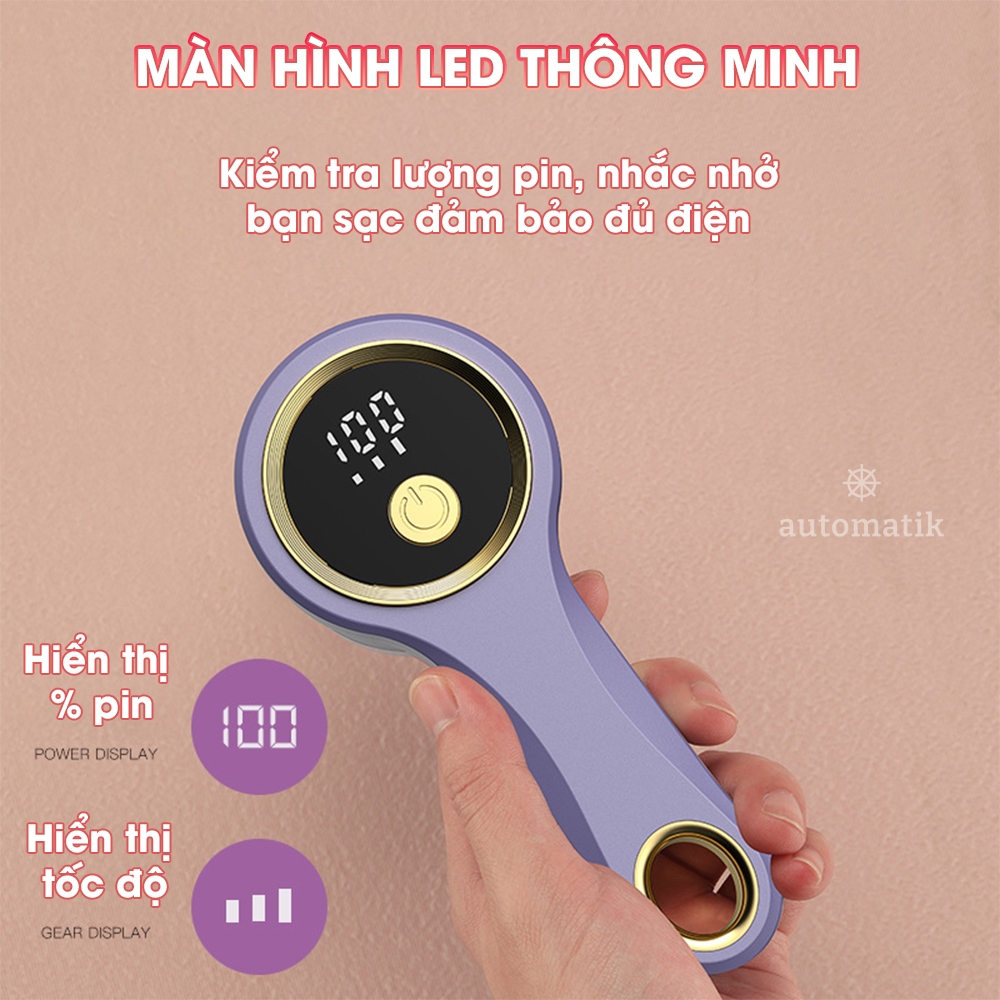 Máy Cắt Lông Xù Quần Áo Sofa, Khăn Quàng Cổ Loại Bỏ Chỉ Thừa Nâng Cấp 6 Lưỡi Tổ Ong Sắc Bén 3 Thanh Tản Nhiệt Automatik