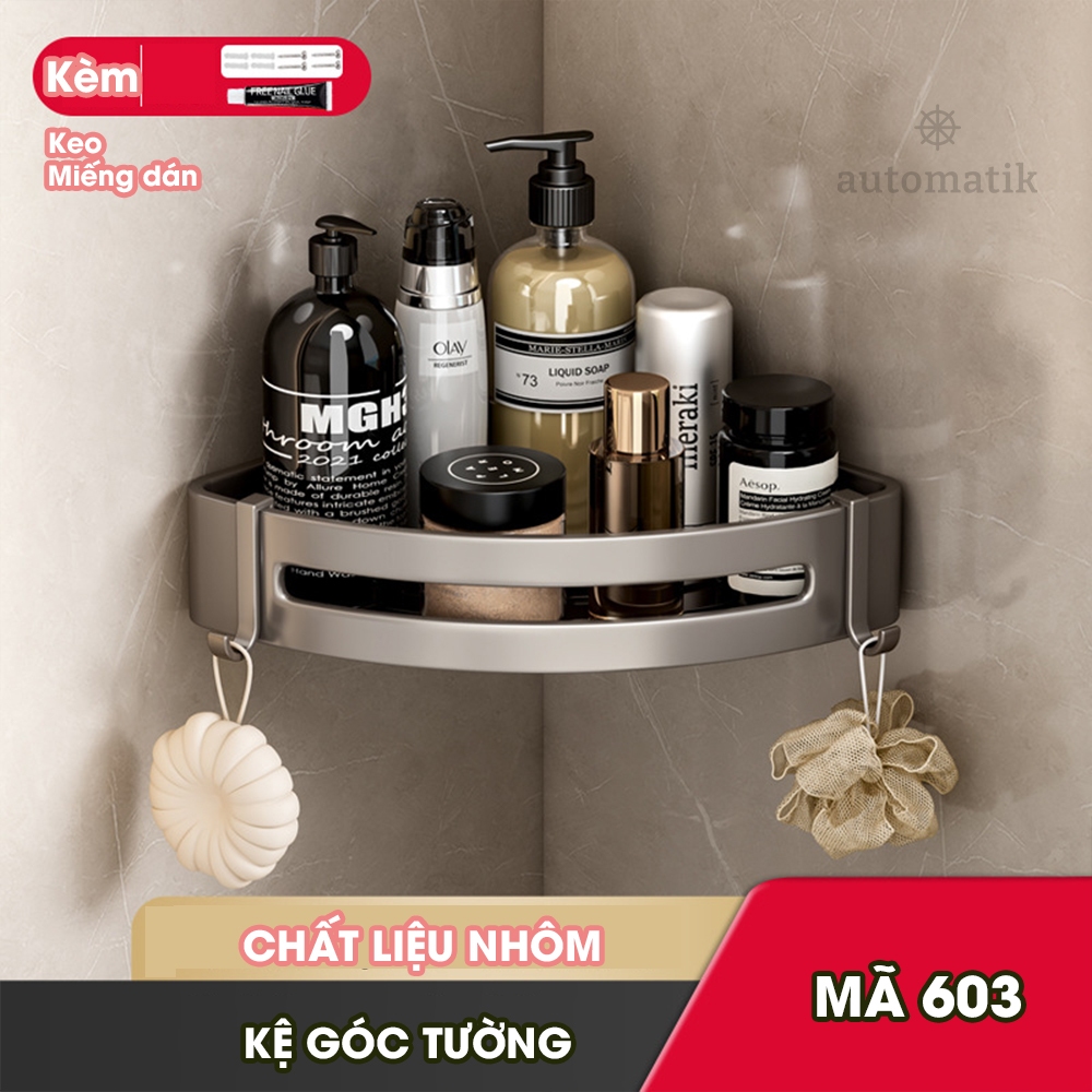 Kệ Nhà Tắm Để Đồ Nhà Bếp Rửa Chén Treo Tường Mini Đa Năng Nhà Vệ Sinh Tam Giác Góc Tường Có Móc Treo Chữ Nhật Automatik